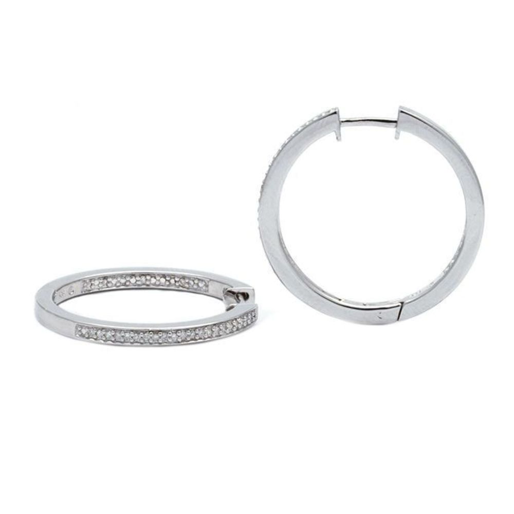 Silver Diamond Hoop Earrings